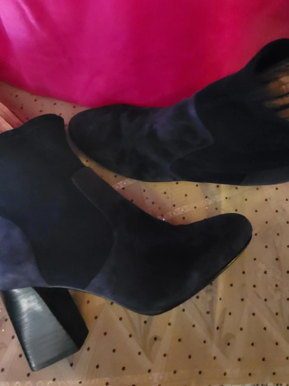 Sole Society Navy Faux Suede Block Heel Ankle Boots